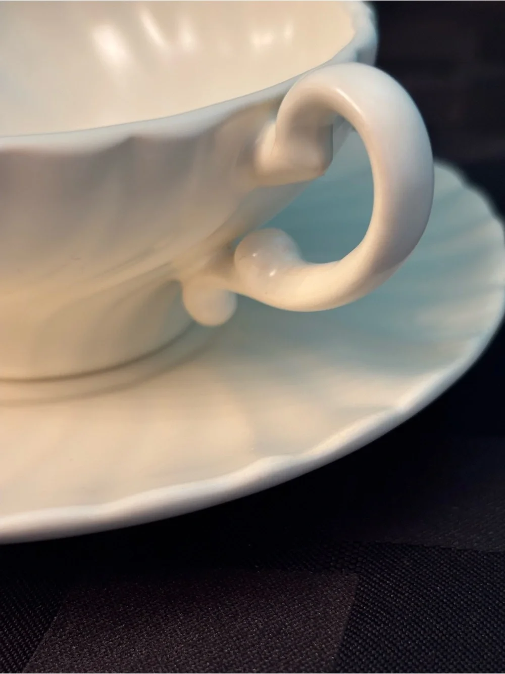 Vintage Franciscan Coronado Matte Off‑White Cream Soup Bowl & Saucer Set